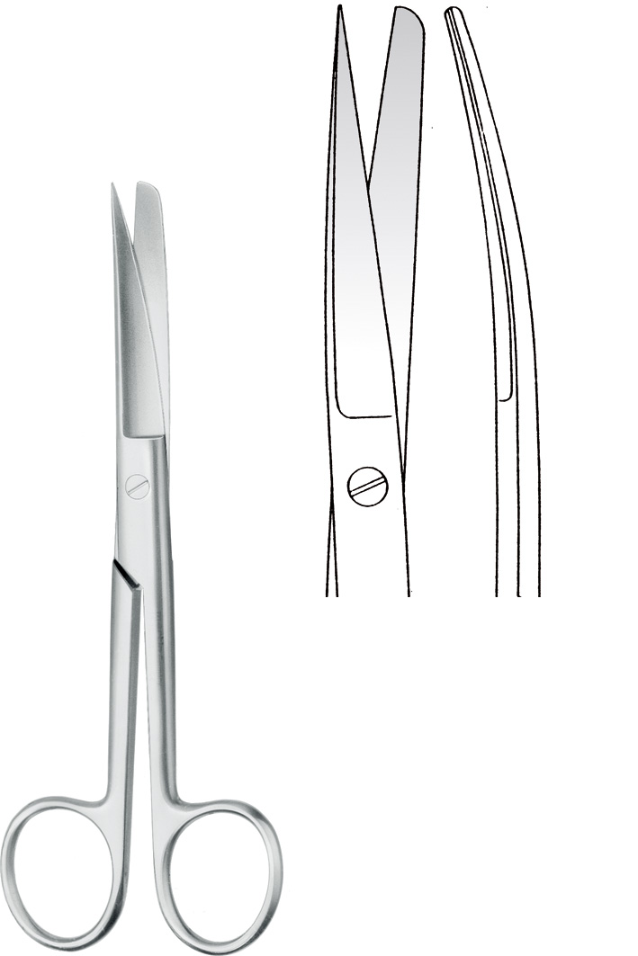 Operating scissors, pointed/blunt, curved