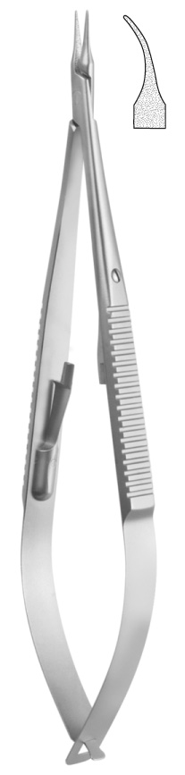 Micro needleholder, curved, with lock