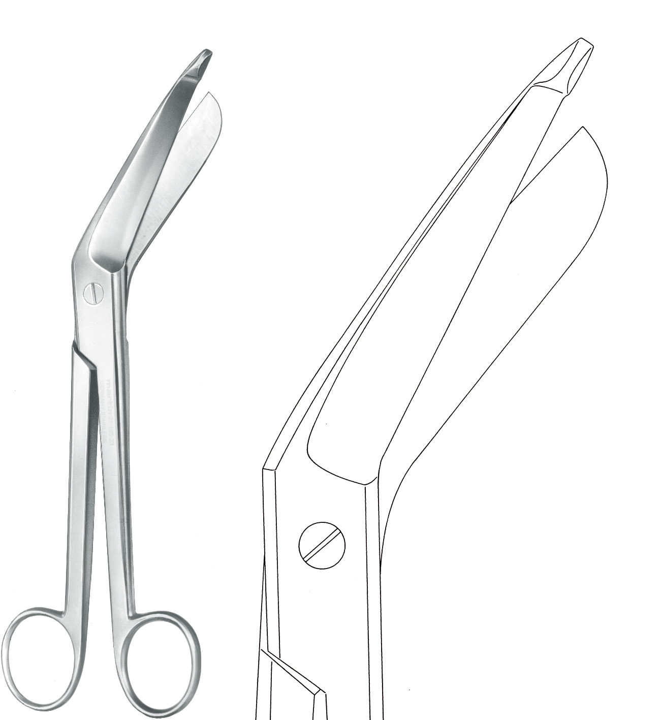 Plaster shears, acc. to Bergmann, angled