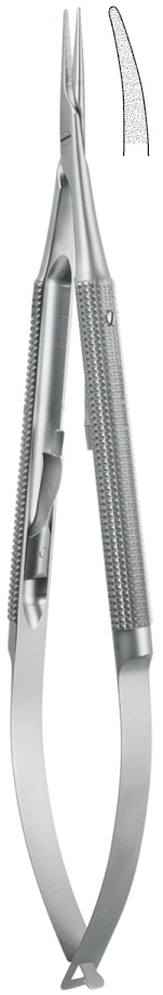 Micro needleholder, curved, with lock