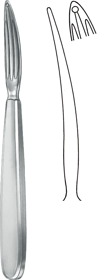 Goitre probe, acc. to KoCher, with hole